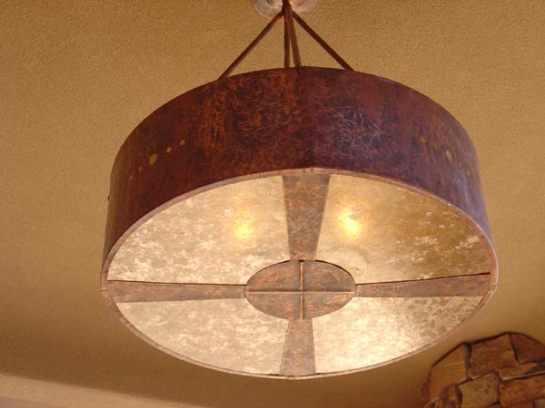 Copper and Mica Chandelier