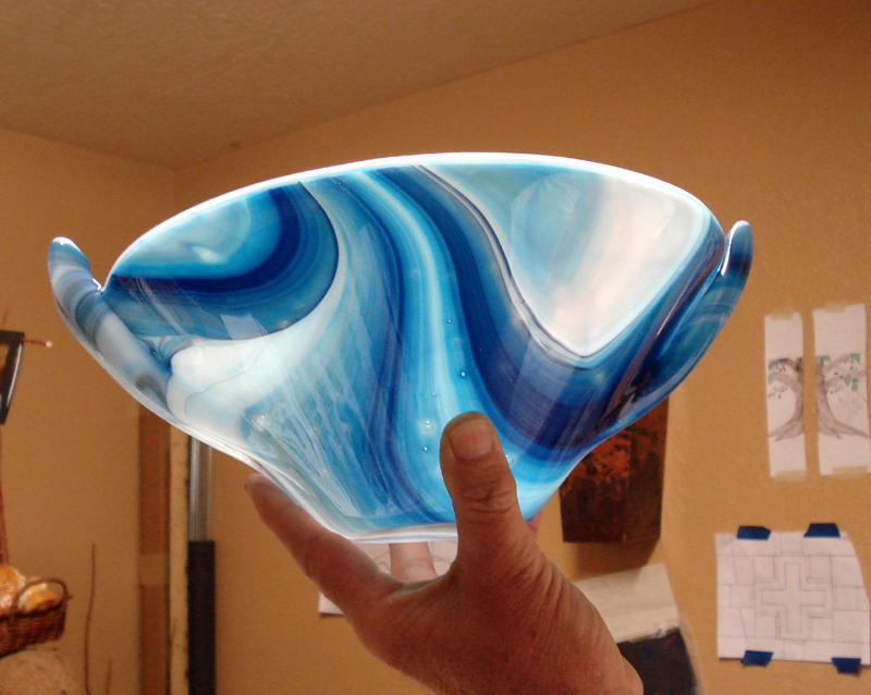 Raspberry Swirl Fused Glass Bowl