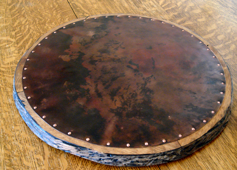 Copper and Wood Lazy Susan
