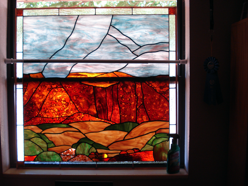 Red Mountains in Stained Glass