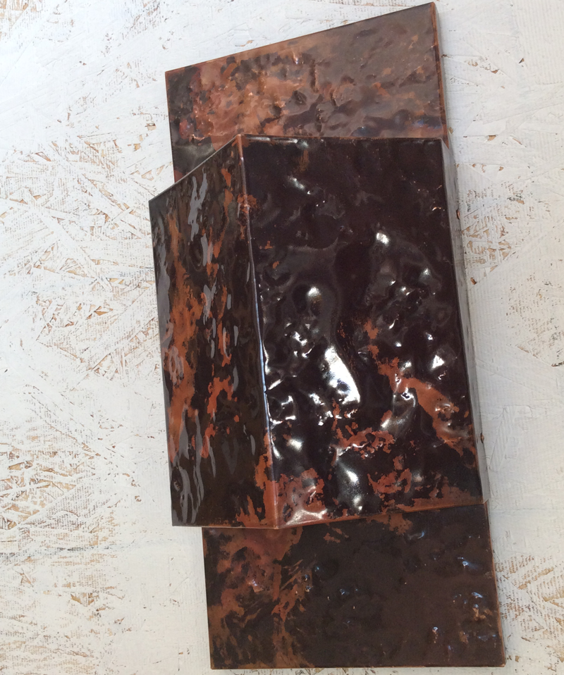 Slate Textured Copper Modern Light Sconce by Mike Dumas Copper Designs Inc.