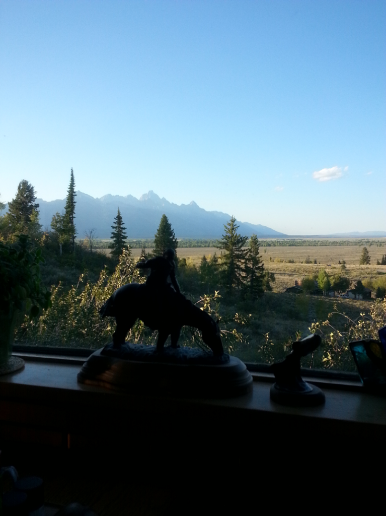 Breathtaking View of the Tetons from Breakfast Table. by Mike Dumas Copper Designs
