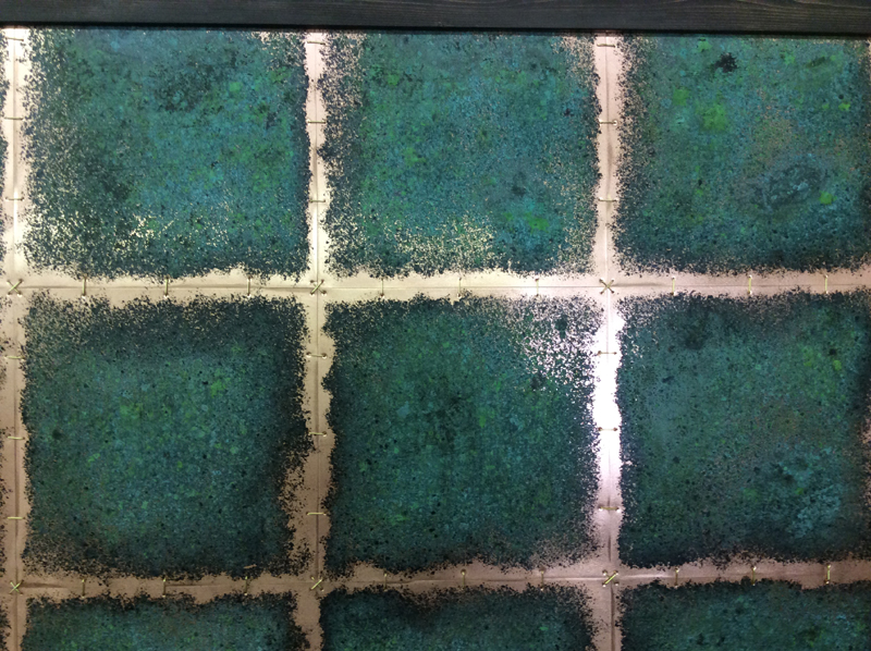 Close up of Copper Quilt Stitching by Mike Dumas Copper Designs Inc.