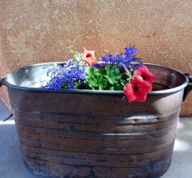 Copper Washtub Planter by Mike Dumas Copper Designs Inc.