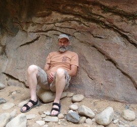 Mike hiking the Narrows at Zion National Park by Mike Dumas Copper Designs Inc.