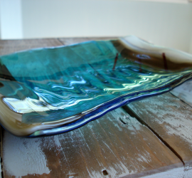 Sandstone and Turquoise Wave Plate by Mike Dumas Copper Designs
