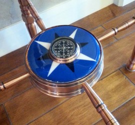 Fused Glass Compass Rose by Mike Dumas Copper Designs Inc. https://mikedumascopperdesigns.com/blog/2015/07/09/the-compass-ro…d-in-my-studio/