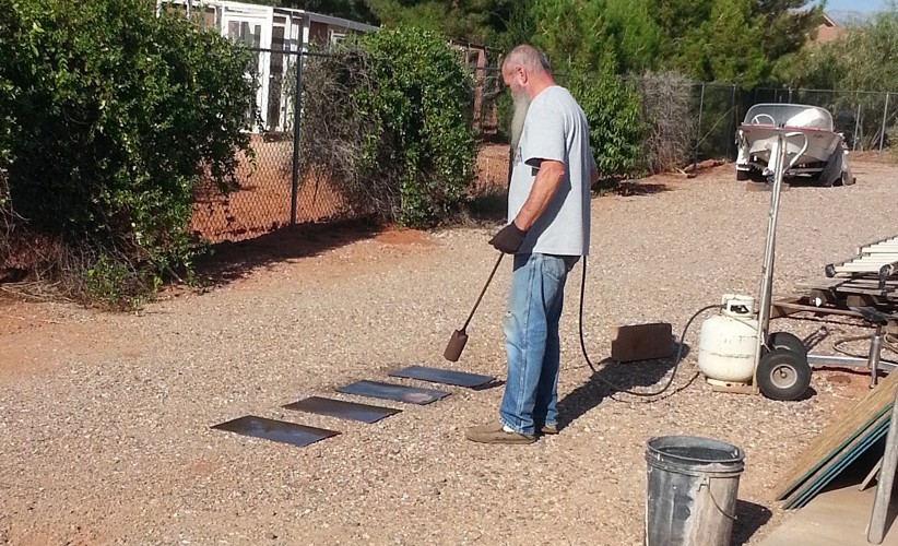 Coloring copper // heat treating copper panels for desert colored light sconces // rustic style by Mike Dumas Copper Designs