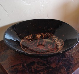 Fused glass // rustic design // Lava sink by Mike Dumas Copper Designs.