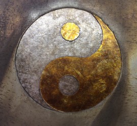 Yin Yang // contemporary style // light sconce of steel and mica by Mike Dumas Copper Designs