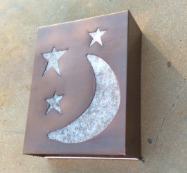 copper lighting // moon + stars // outerspace // light sconce by Mike Dumas Copper Designs Inc.