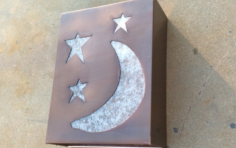 copper lighting // moon + stars // outerspace // light sconce by Mike Dumas Copper Designs Inc.
